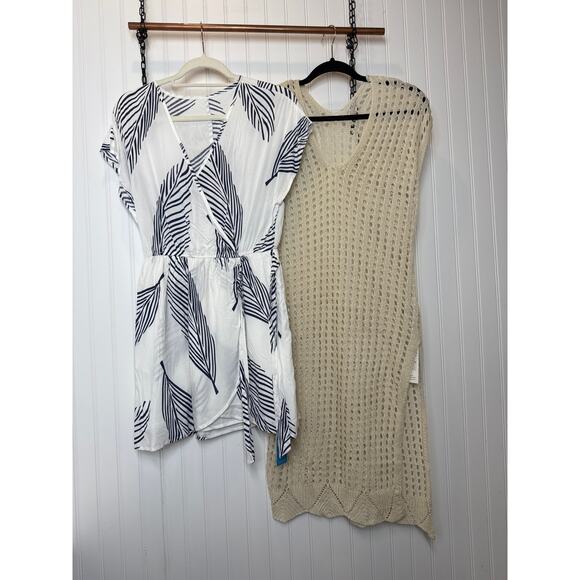 NWT Cupshe Beach Cover Up Dress - Tropical Surplice Mini & Crochet Bundle Size S - Picture 1 of 9